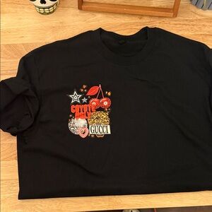 Gildan Black Tee with pocket Colorful Graphic